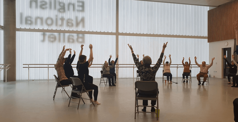 A wheelchair dance group in action