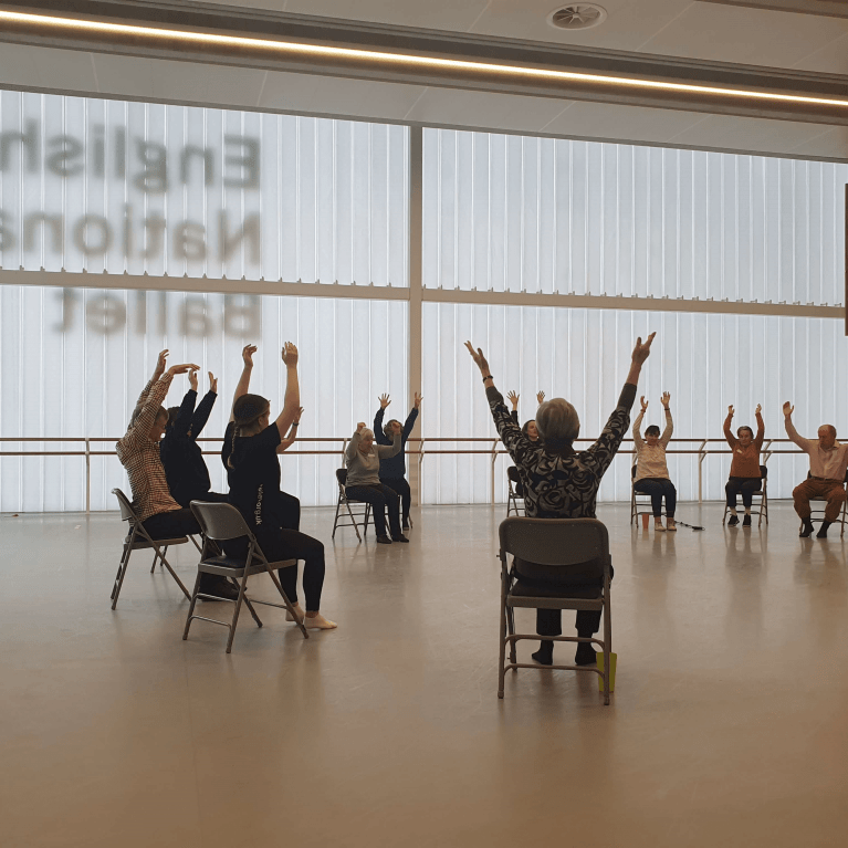 A wheelchair dance group in action